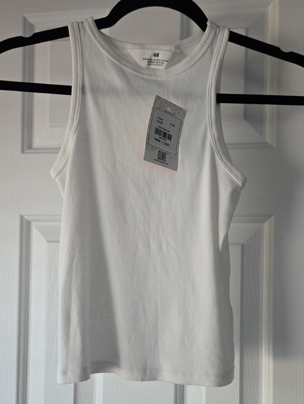 H&M White Ribbed Crewneck Tank Top Girls 12-14 / Women's XXS